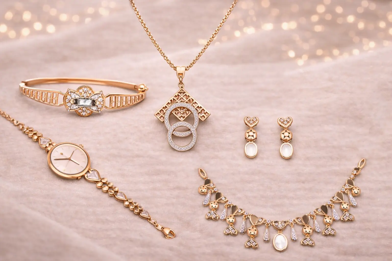 Goldsmith crafting jewellery at a workbench with bright tools